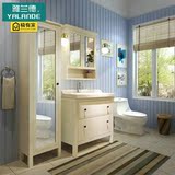 简约现代浴室柜组合 美式浴室柜小户型卫生间浴柜落地橡木一体盆