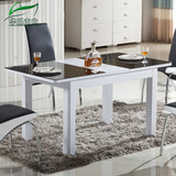钢化玻璃餐桌小户型 简约现代时尚餐桌椅组合 白色烤漆桌 可伸缩