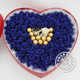 实拍！预定99朵蓝玫瑰11巧克力礼盒北京鲜花速递生日鲜花快递配送