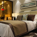 新中式软包实木床成人床软包布艺床别墅样板房家具定制新古典简约