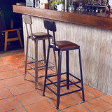 美式LOFT吧台桌椅组合酒吧高脚椅背靠吧台桌休闲吧桌椅咖啡厅长桌