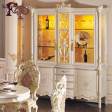 法式家居欧式实木手工雕花酒柜 意大利客厅家具酒柜带灯装饰柜