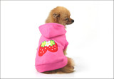 新款猫猫狗狗宠物服装服饰狗衣服春秋装粉色草莓绒面连帽休闲卫衣