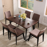 美式现代简约铁艺4人创意桌子简易实木长方形餐桌休闲餐桌椅组合