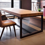 美式复古实木铁艺餐桌现代简约会议桌电脑桌欧式实木餐桌茶几桌椅