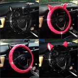 车载镶钻方向盘套四季韩国女士猫耳朵方向盘把套可爱汽车用品内饰