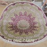 益隆圆形手工真丝地毯 餐厅高档地毯 波斯地毯 183x183cm