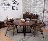 北欧铁艺简易饭店创意小户型宜家仿古实木大 圆桌子茶几餐桌组合