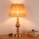 全铜欧式客厅台灯 美式书房卧室纯铜台灯复古床头水晶铜台灯包邮