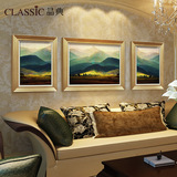 欧式客厅装饰画沙发背景墙画风景油画玄关壁画挂画三联画 巨人山