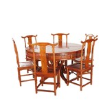 榆木明清古典仿古家具实木中式大圆桌圆形饭桌2米1.8米餐桌餐椅