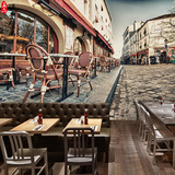 欧式复古怀旧英伦街景咖啡馆酒吧休闲吧ktv墙砖壁画背景墙纸壁纸