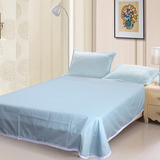 特价外贸原单床单单件 圆角纯棉纯色花边床单双人斜纹棉布1.51.8