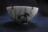 明代哥窑哥瓷老青花手绘婴戏图开片纹官字官窑纹碗 老瓷器茶碗