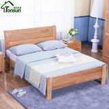 橡木床全实木床 1.5米双人单人床架1.8米双人床简约 原木家具特价
