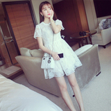 2016夏季女装新品韩国气质显瘦蕾丝小仙女短袖娃娃连衣裙配吊带