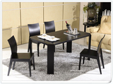简约现代客厅家具黑橡木皮饭桌实木餐椅组合餐台小户型餐桌包邮