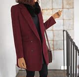 毛呢外套韩版2014新款女装呢子大衣女外套小西装秋冬中款羊毛呢子