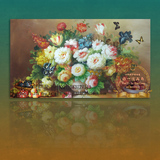 欧式静物古典花卉高档手绘油画 客厅餐厅装饰有框画牡丹花开富贵
