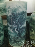 景德镇陶瓷艺术落地大花瓶中式名家手绘墨彩山水画箭筒92*43厘米