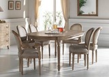 美式乡村实木餐桌椅组合欧式餐厅复古做旧风华白别墅会所法式餐桌