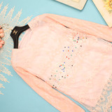 【幸福拍卖两件包邮】通花蕾丝水钻装饰长袖美貌蕾丝上衣雪纺衫