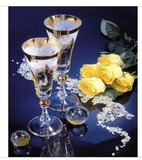 新款串珠子十字绣全珠绣黄玫瑰之恋香槟酒杯餐厅客厅满绣穿圆珠