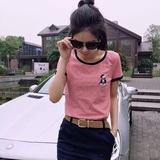 沣琳娜2016夏季新款韩版修身纯棉短款T恤短袖打底衫女装薄款简单T