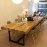 2016组装做旧原木美式乡村北欧咖啡茶餐厅实木家具复古铁艺餐桌