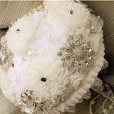 韩式新娘手捧花白色婚礼珍珠蕾丝花朵水钻结婚庆用品DIY材料包邮
