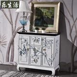 新中式仿古实木彩绘玄关柜子现代创意手绘装饰柜餐边柜门厅柜家具