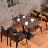 简约茶餐厅甜品店桌椅食堂快餐桌椅组合批发复古咖啡厅奶茶店桌椅