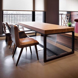 美式实木餐桌创意办公桌个性工作台原木电脑桌书桌复古茶桌椅组合