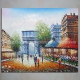 柏拉图手绘油画无框画 世界名风景 名建筑 巴黎凯旋门 最高的门