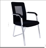 办公椅子 固定扶手黑色职员椅 不锈钢员工椅子 会议椅 网布椅