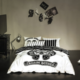 黑白简约四件套1.8m床纯棉床上用品全棉个性条纹被套床单4件套