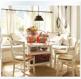 餐厅实木家具定做美式家具欧式家具圆餐桌象牙白整套餐桌椅