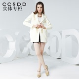 CCDD专柜正品2016春装新款女时尚韩版直筒西装领一粒扣风衣外套