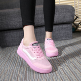 夏季韩版潮粉色运动鞋平底帆布休闲鞋高初中女学生鞋子透气板鞋女
