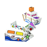 魔卡童3-8岁儿童早教益智玩具 手工课DIY拼装纸模型轮船拼插玩具