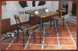 美式休闲铁艺做旧家用实木桌椅 简易复古洽谈咖啡厅快餐桌椅组合