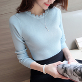 2016秋季新款韩版修身中长款套头针织衫女薄毛衣外套长袖打底衫