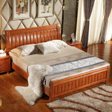 中式实木床橡木双人单人高箱储物1.2 1.5 1.8米简约现代婚床儿童