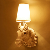 复古创意灯具现代简约欧式酒店走廊过道卧室床头灯树脂马头壁灯