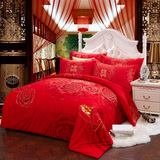 婚庆四件套大红色结婚用床品被套床单全棉4/六件套1.8m/1.5m床