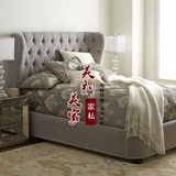 特价美式乡村麻布床双人床1.8米1.5米布艺婚床法式欧式风格软包床