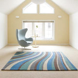 欧简蓝色条纹时尚客厅茶几卧室样板间满铺地毯可定制加厚手工地毯