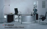 简约现代钢化玻璃大班台 时尚玻璃弧形总栽桌 IT行业办公桌老板桌