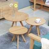 北欧实木现代简约小户型圆形沙发小边几日式宜家客厅电话小茶几