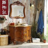 欧式浴室柜仿古卫浴柜组合柜红橡木落地式洗手台盆大理石特价现货